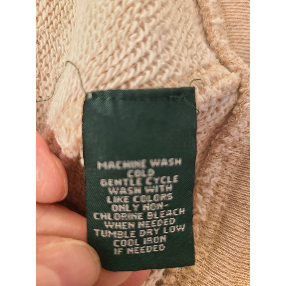 Lauren Ralph Lauren Cowl Neck Sweatshirt Beige Tan Drawstring Pullover Medium - Picture 6 of 7